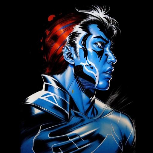 Detailed Pencil Sketch with Reverse Graffiti Art