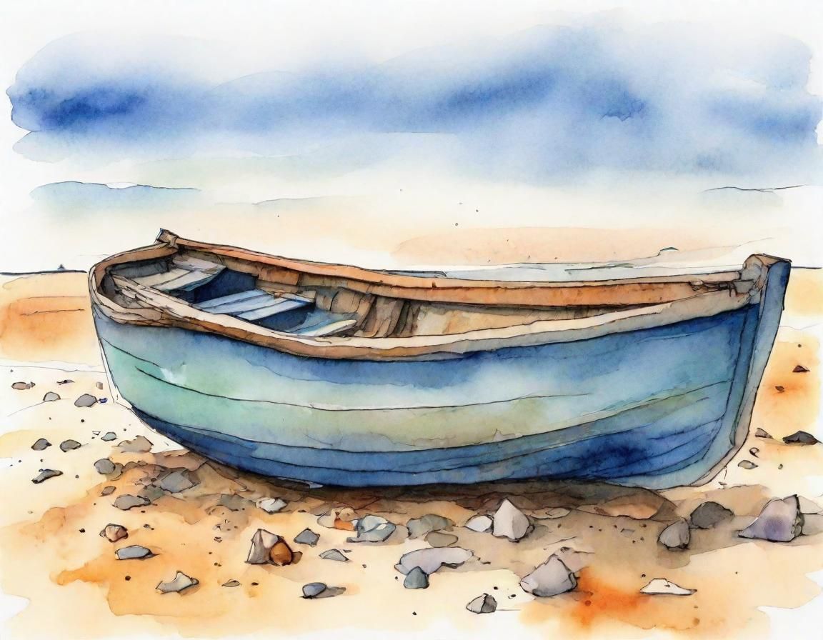Australian Beach Scene in Watercolor and Ink