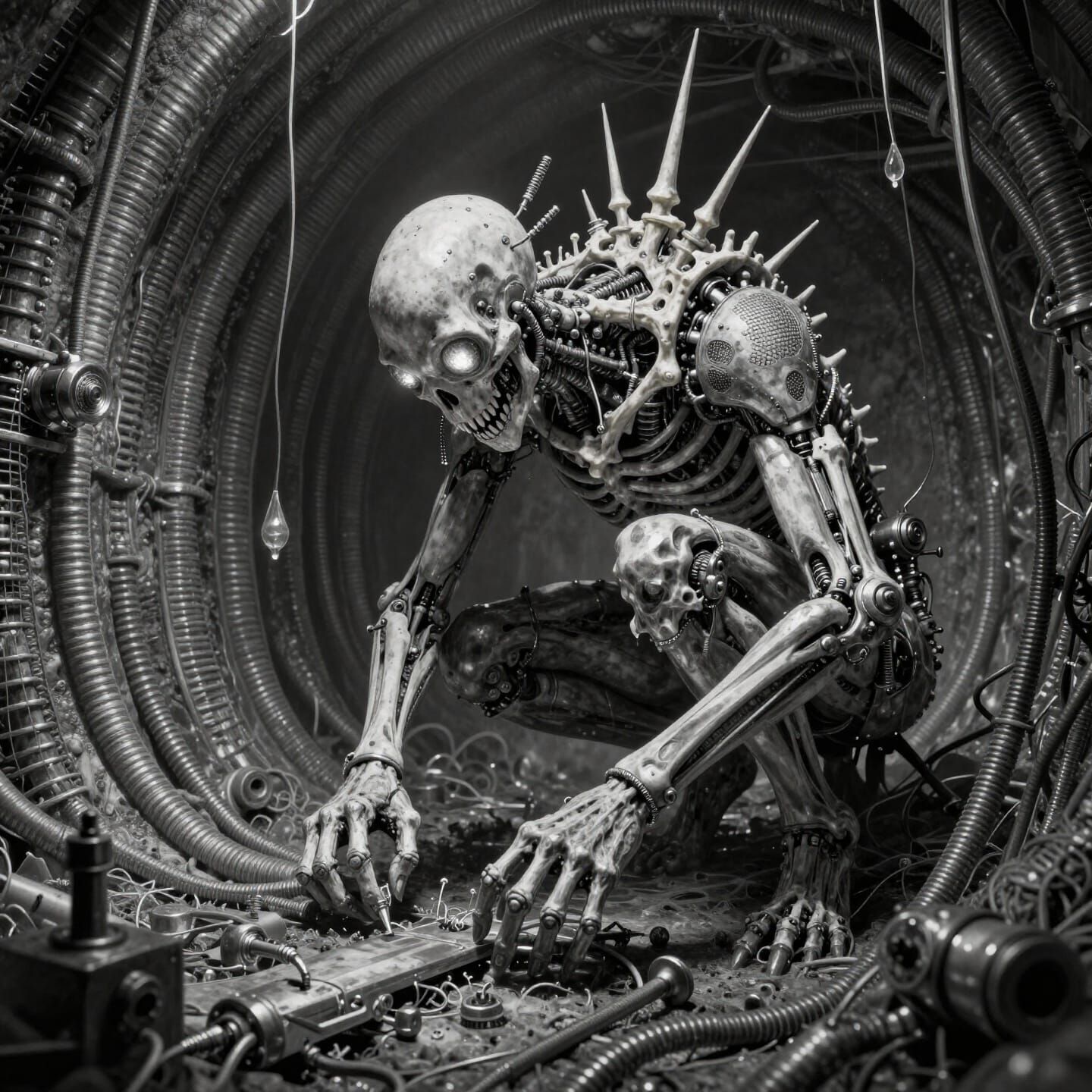 Nightmarish Biomechanical Entity in Giger Style