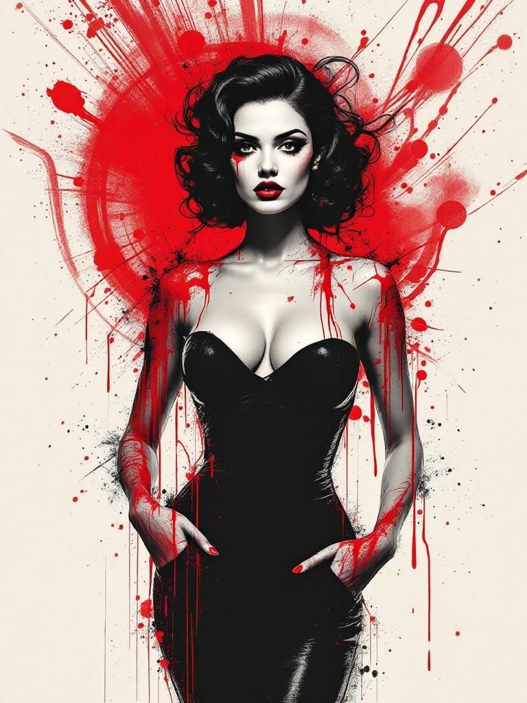 1950s Pin-Up in Neo-Noir Graphic Design