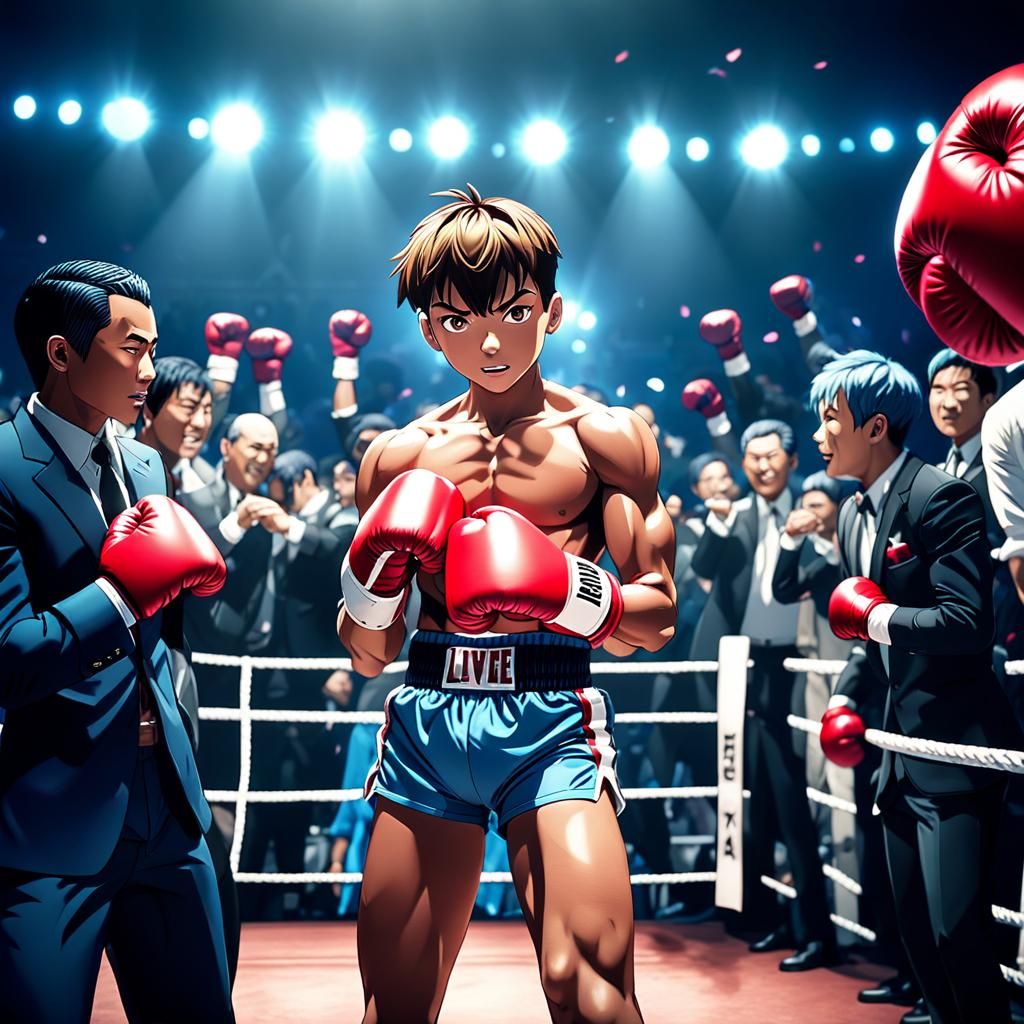 Happy Birthday Boxer in Cyberpunk Anime Style