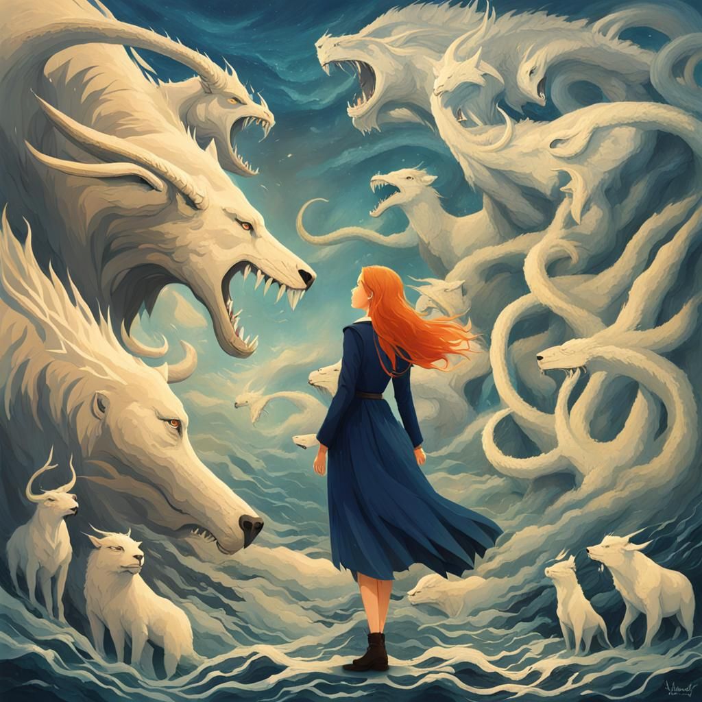 Young Woman's Dream Confronts Ravaging Beasts