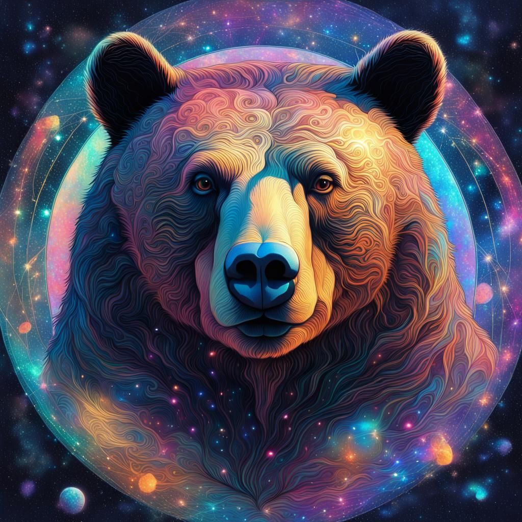 Holographic Cosmic Bear Illustration by Pablo Amaringo
