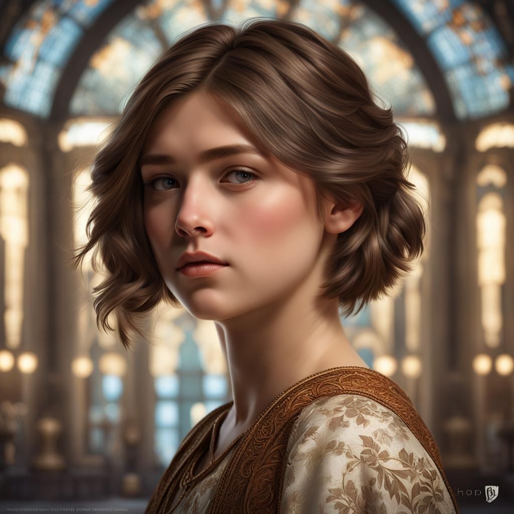 Charming Portrait of Girl with Short Hair