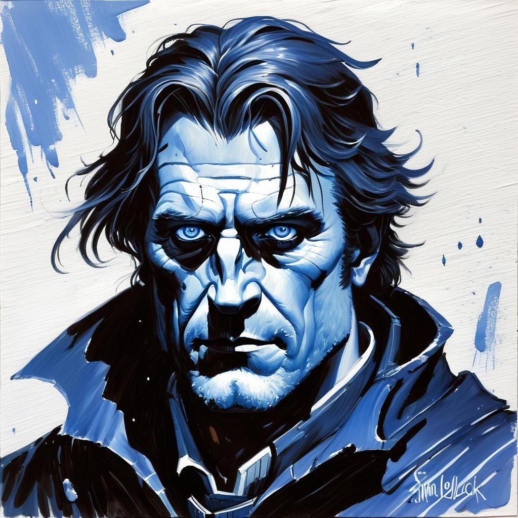 Grimdark Portrait of Simon Snowlock in Gouache