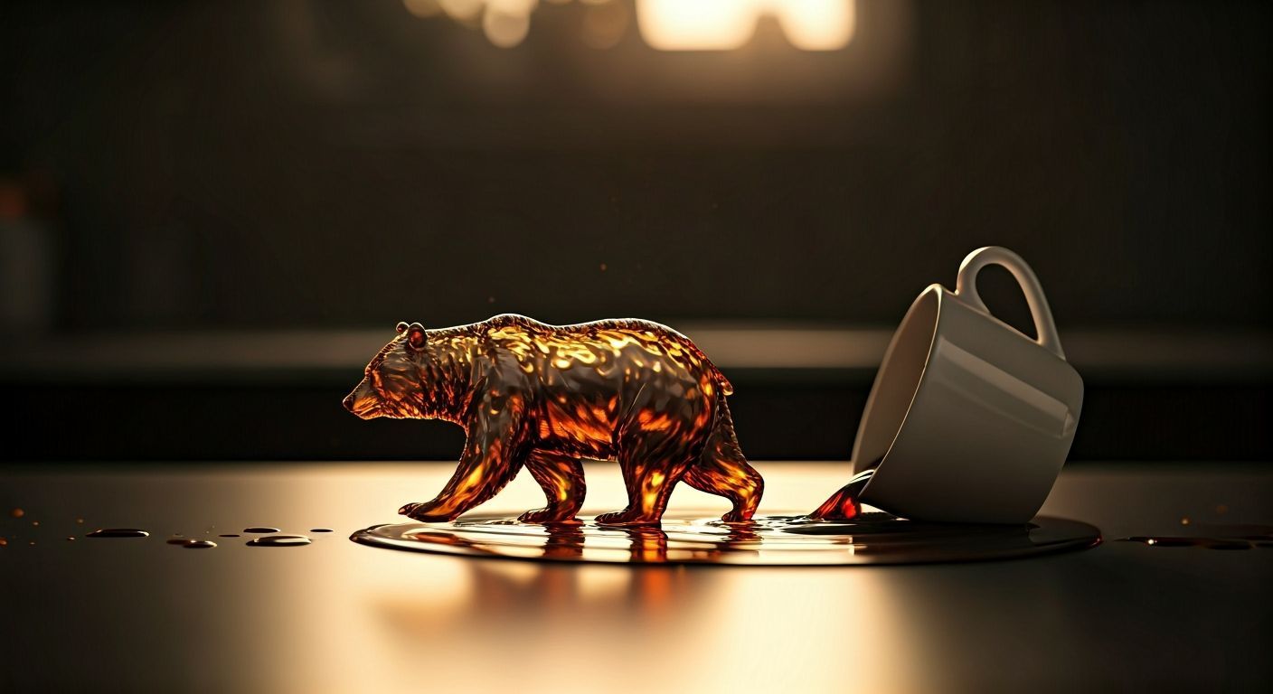 Photorealistic Coffee Bear Sculpture Splash