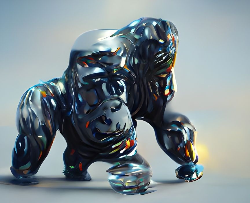 Silver Gorilla with Bokeh, Digital Illustration