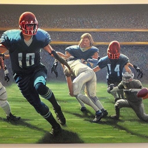 Football Soars Through Galaxy: An Oil Painting