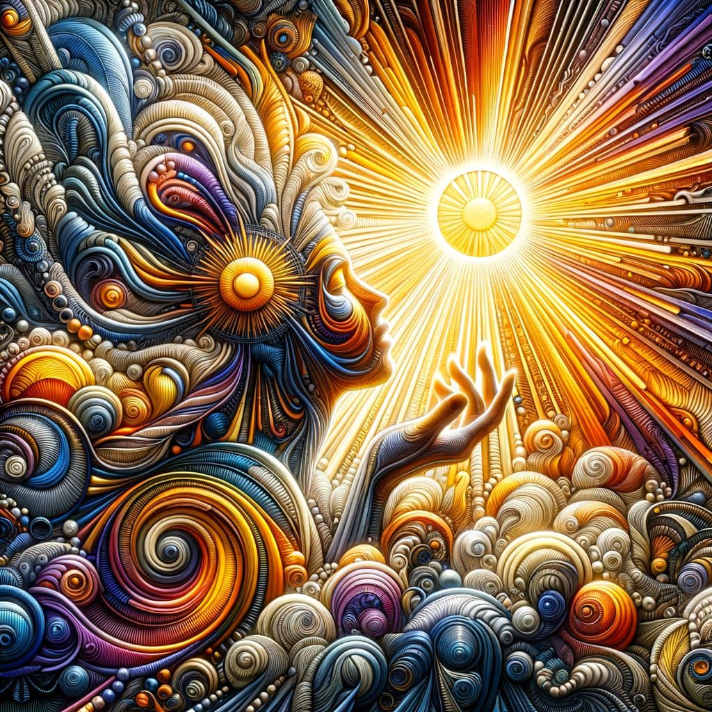 Psychedelic Vaporwave Fusion with Volumetric Lighting