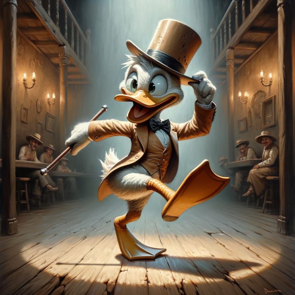 Duckling Tap Dancer in Old West Saloon