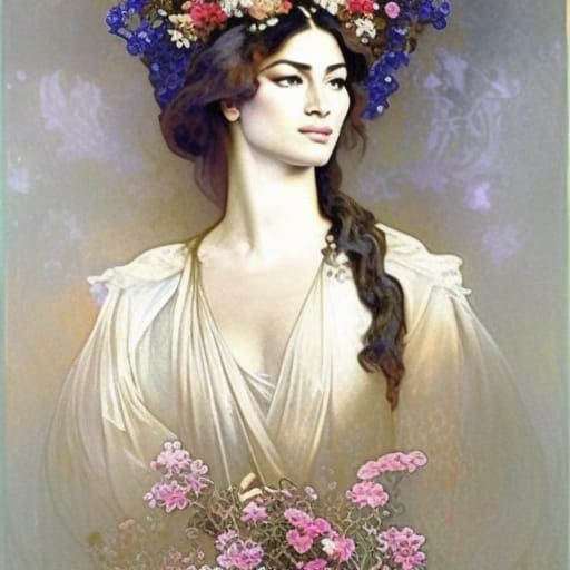 Nicole Scherzinger Portrait in Art Nouveau Style