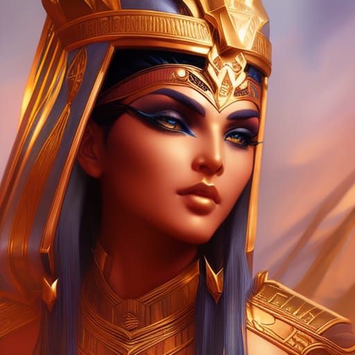 Hyperdetailed Egyptian Pharaoh Portrait in Gold