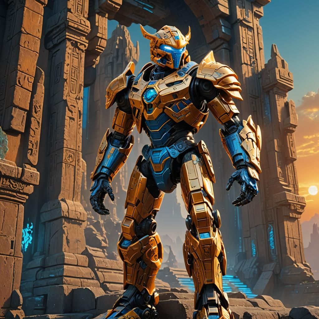 Bionicle Warrior on Ancient Temple Ruins