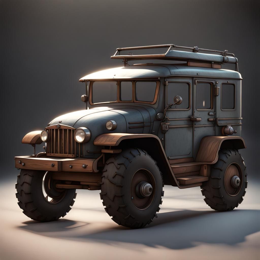 3D Rendered Objects on Wheels with Shading