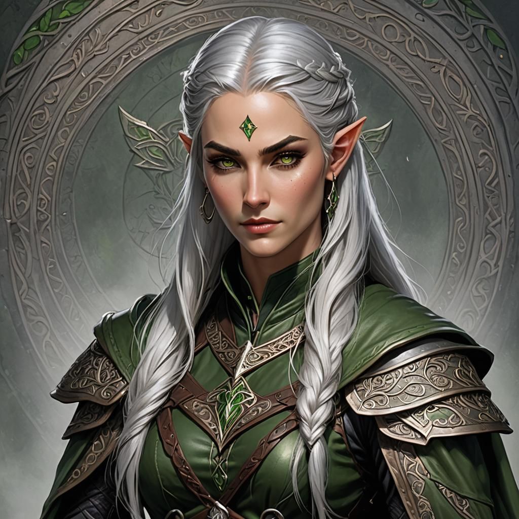 Elegant Elf Rogue in Forest Green Cloak
