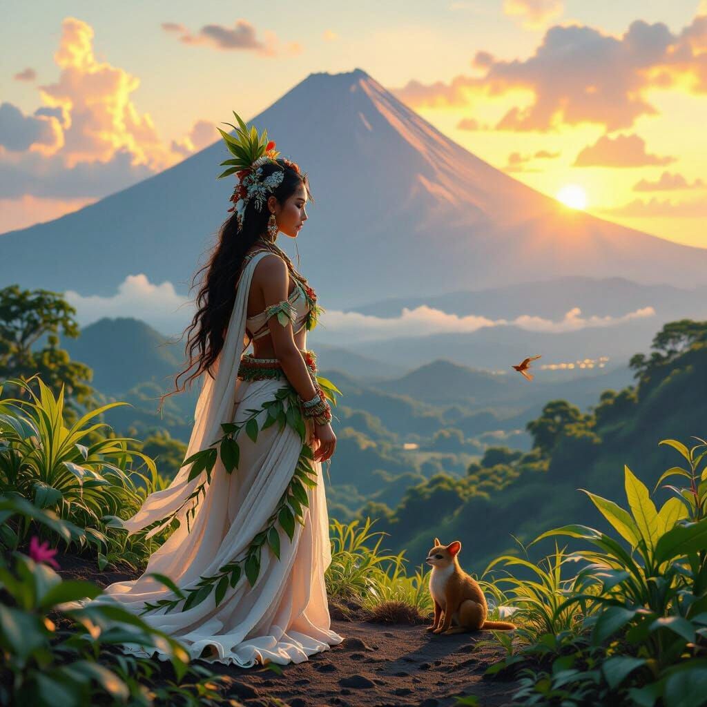 Diwata of Mount Mayon in Hyperrealistic Style