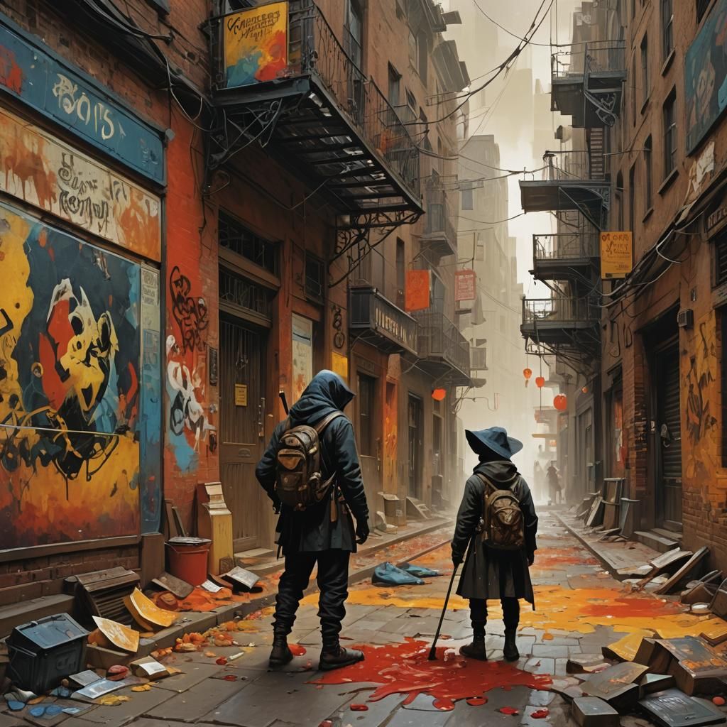 Vibrant Fractal Graffiti Painting in American Realism Style