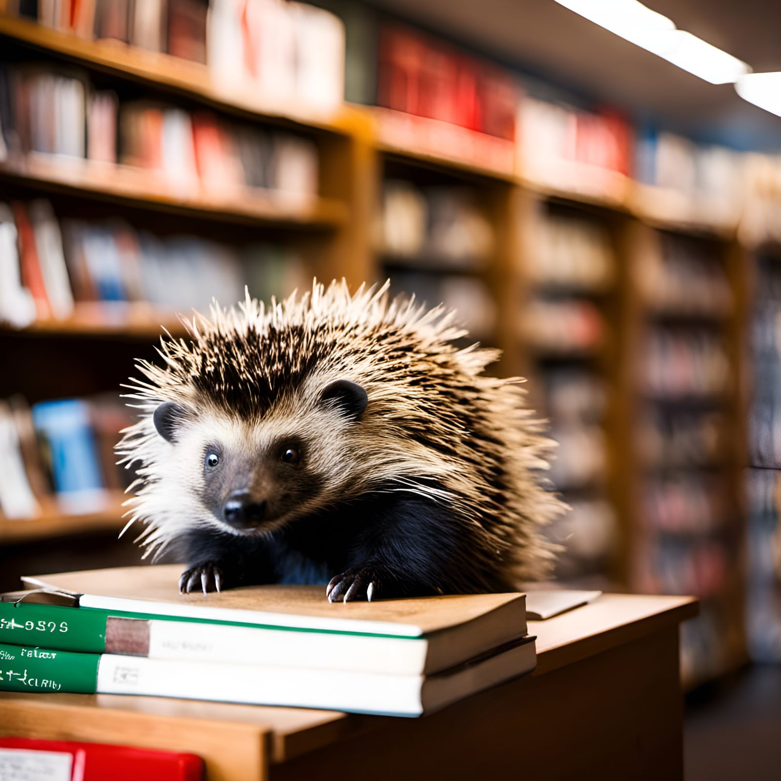 Porcupine in Bookstore: Natural Light Photography