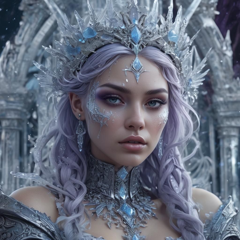 Icy Mage Queen Portrait in Digital Art Style