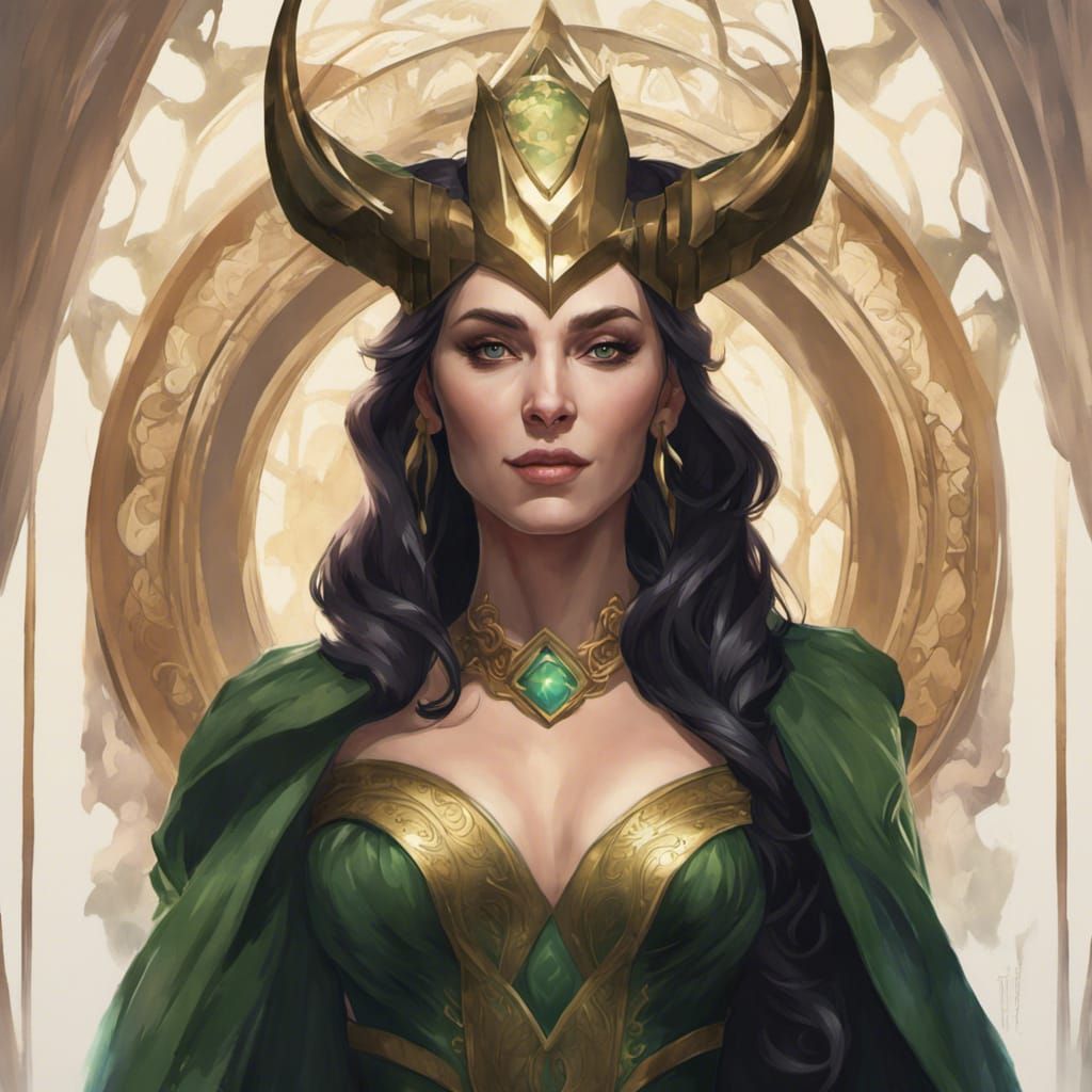 Lady Loki Portrait in Hyperdetailed Digital Art Style