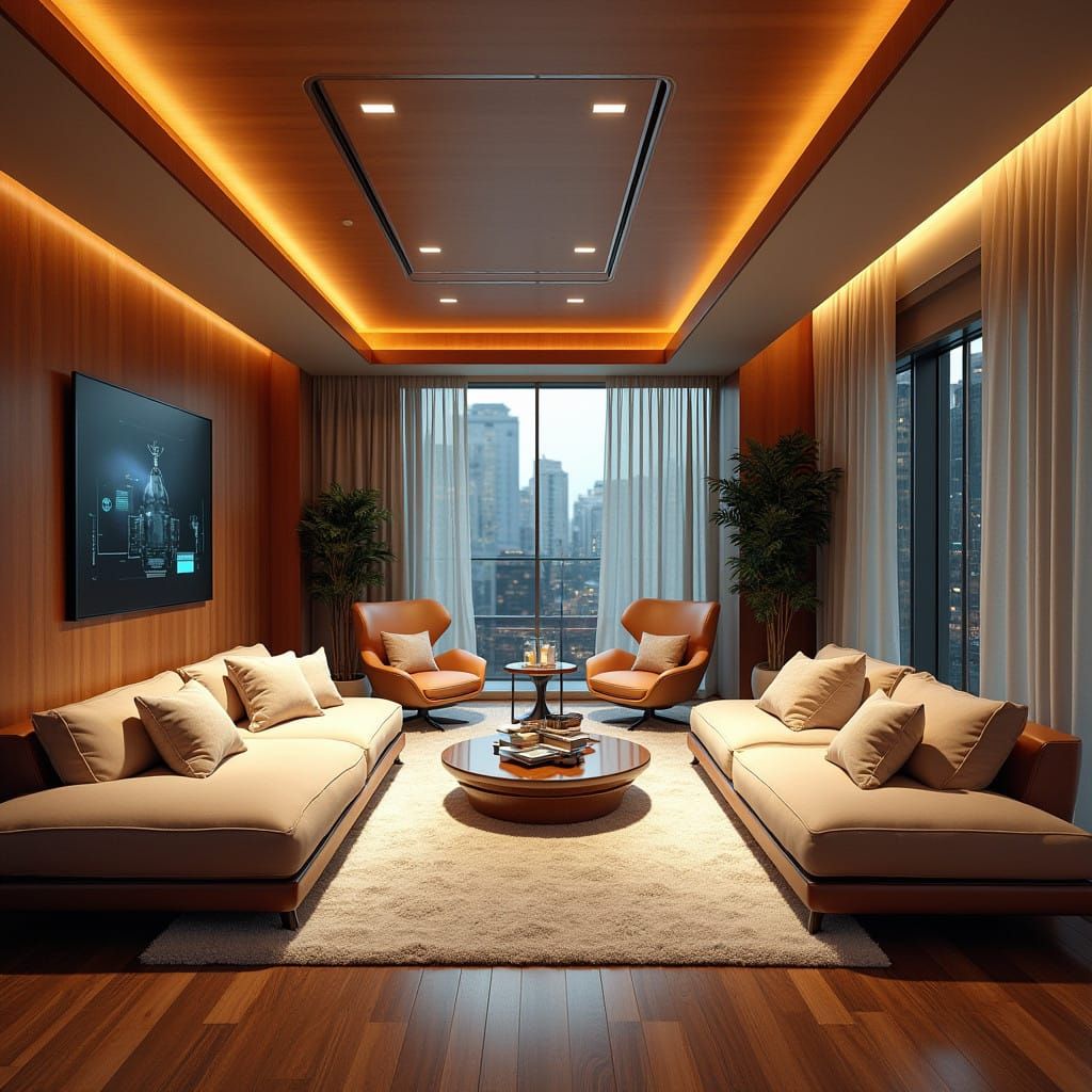 Elegant 2025 Futuristic Apartment in Matte Painting Style