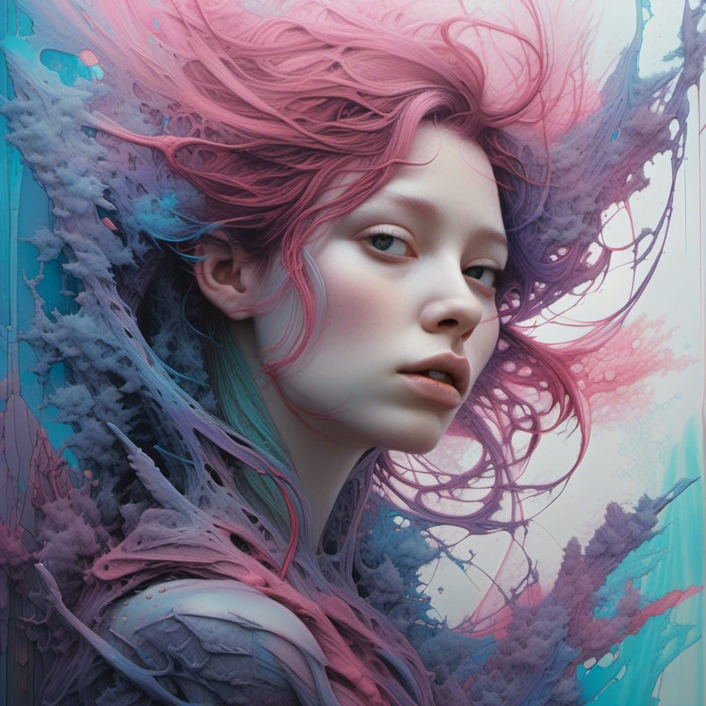 Cosmic Galactic Landscape in Stained Glass Style