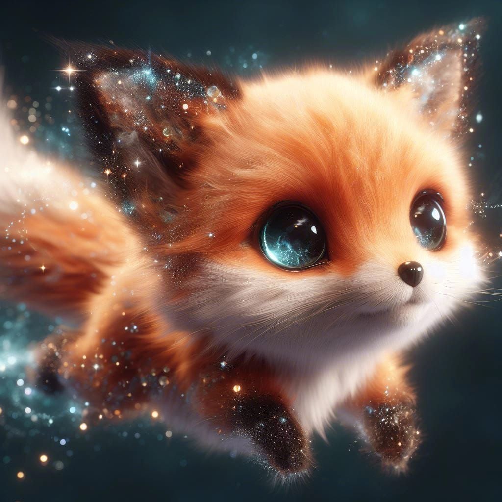 Cosmic Fox: 3D Render of Stars and Galaxy
