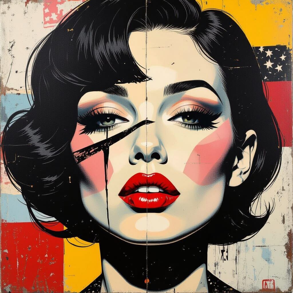 Head and Shoulder,Mixed-Media collage in punk art: Separatio...