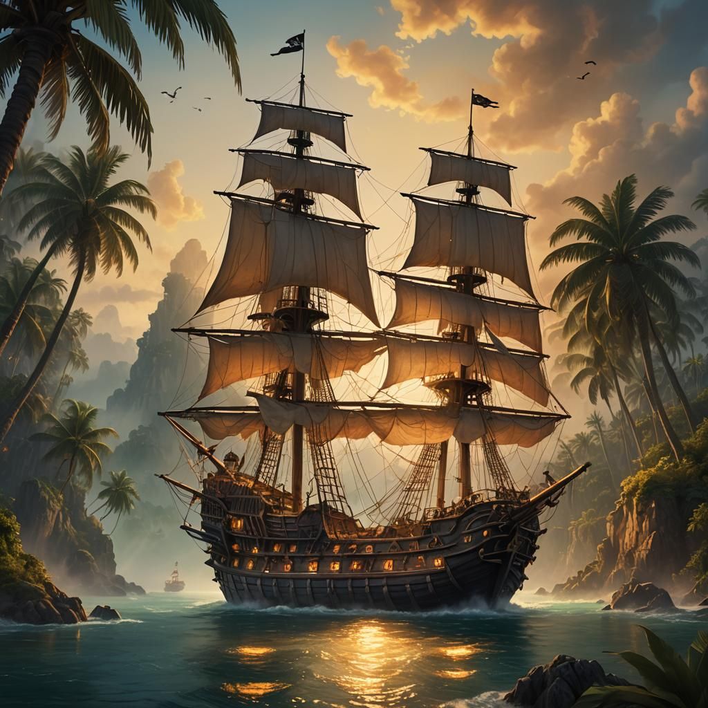 Majestic Pirate Ship on Dreamlike Archipelago