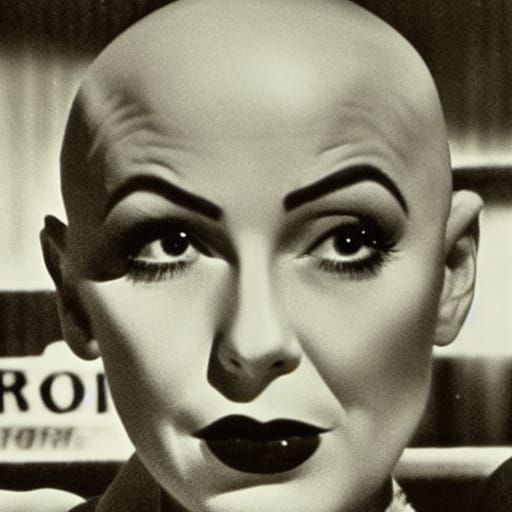 Film Noir Portrait of a Bald Woman