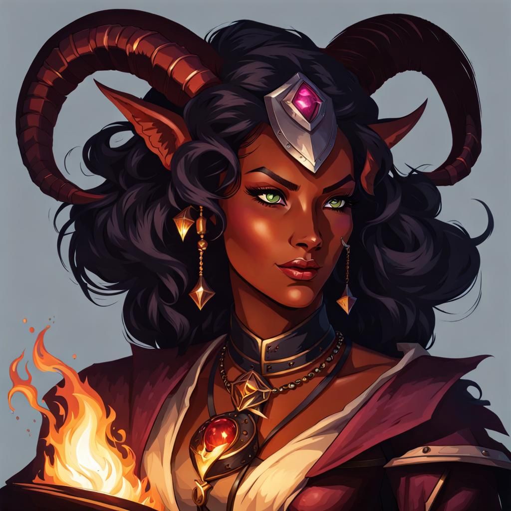 Tiefling Shadow Sorceress and Shadow Hound