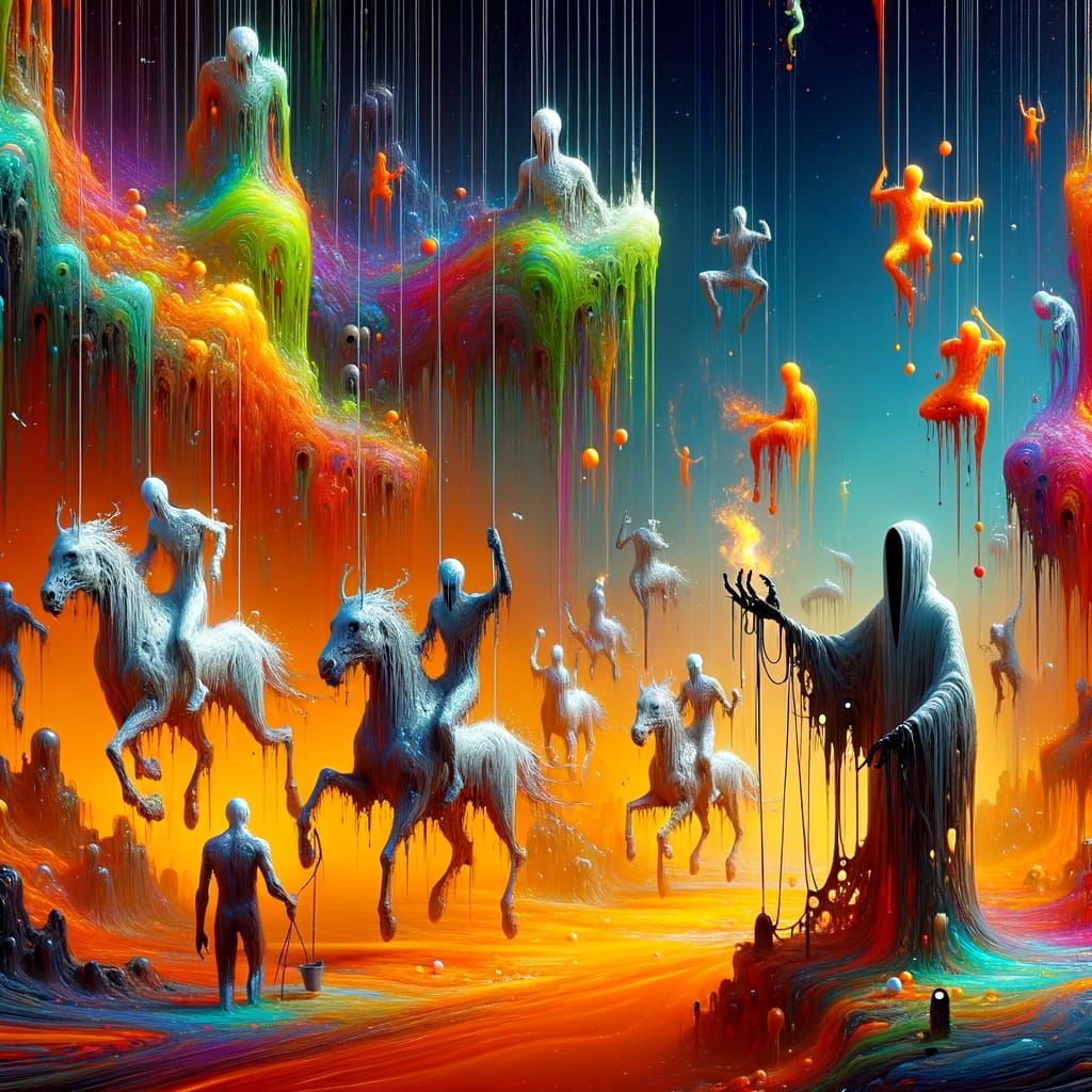 Ethereal Underworld Landscape in Vibrant Neon Colors