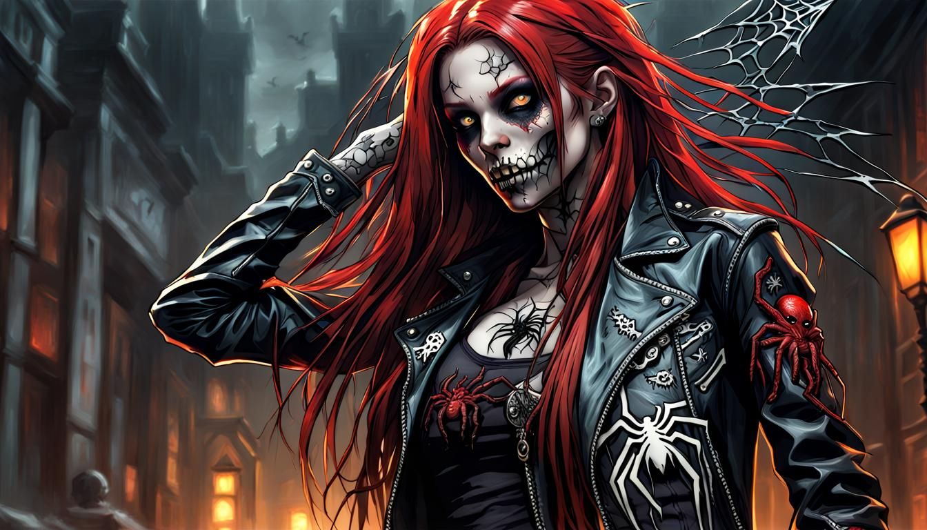 Undead Punk Girl in Leather Jacket