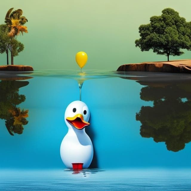 Ducky in a Lake