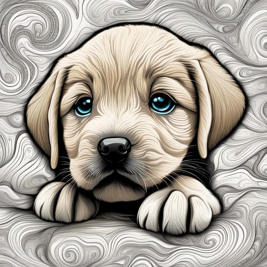 Abstract Fractal Labrador Puppy with 3D Shading