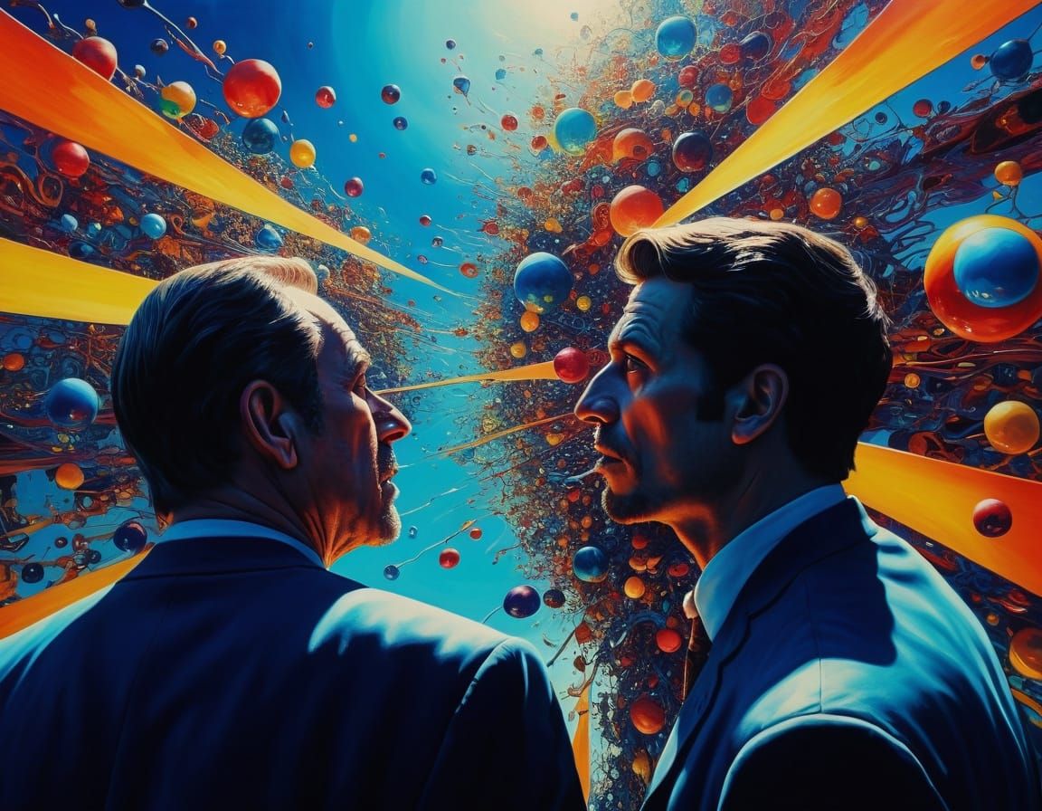 Vibrant Surrealist Oil Painting with Intricate Patterns