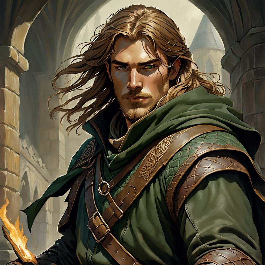 Young Ranger in Medieval Fantasy Art Style