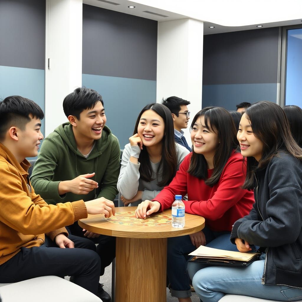 Young Korean University Students Enjoy Boardgame Night