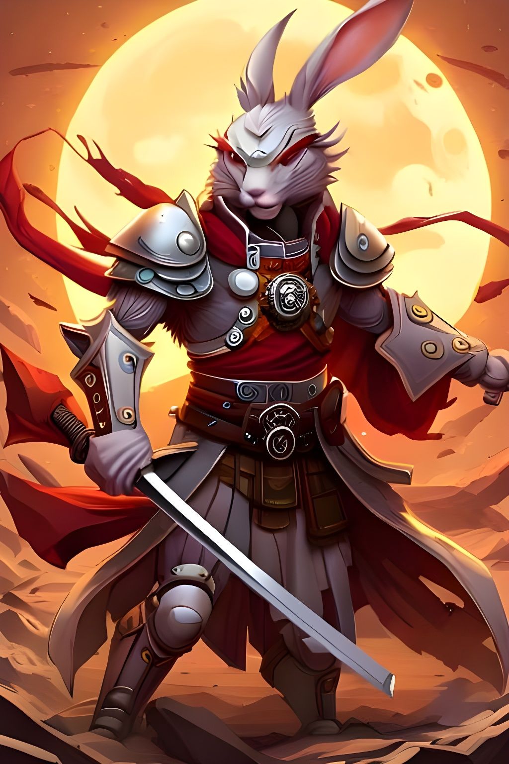 Japanese Katana in Maximalist Photoillustration Style