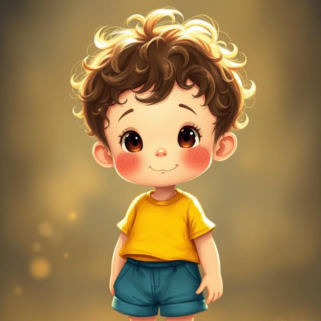 Cherubic Boy Portrait in Storybook Style