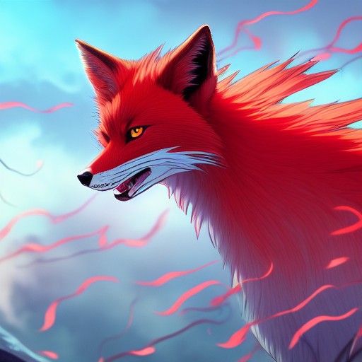 Nine-Tailed Fox in Anime Style