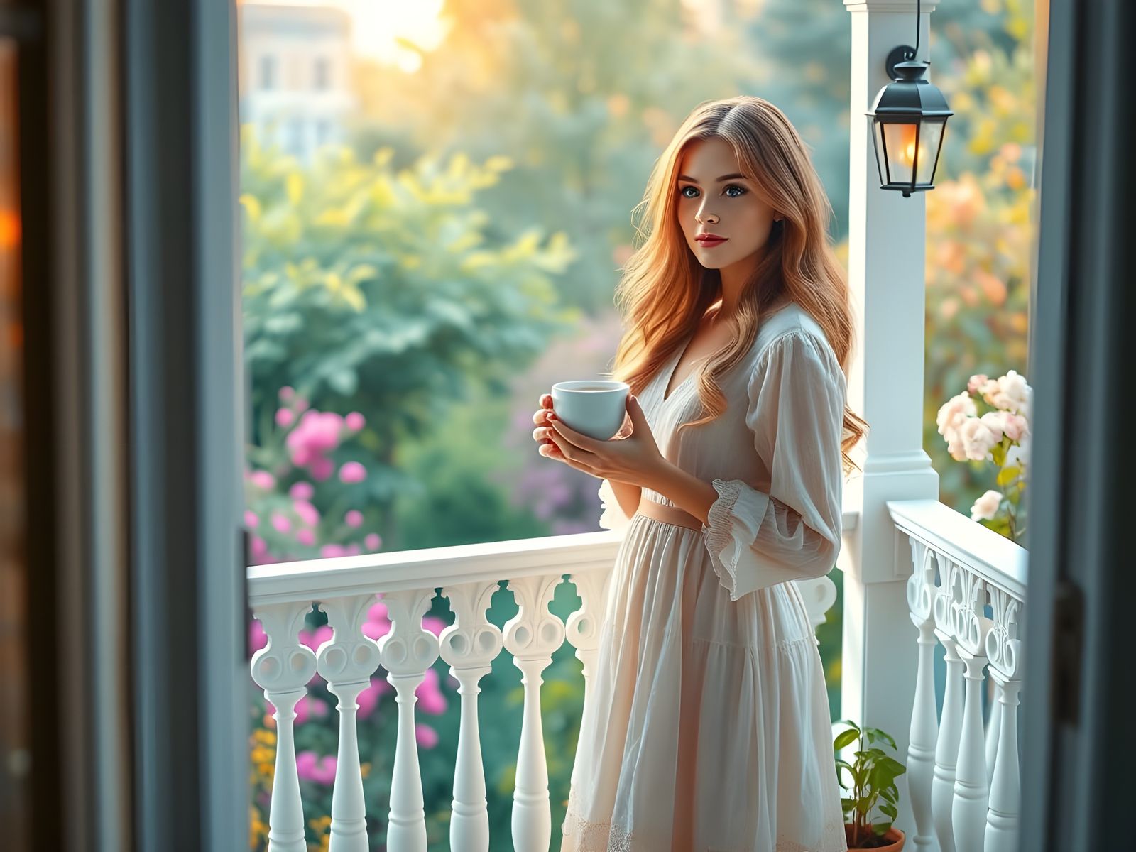 Woman in Morning Light, Delicate Hyper-Realistic Scene