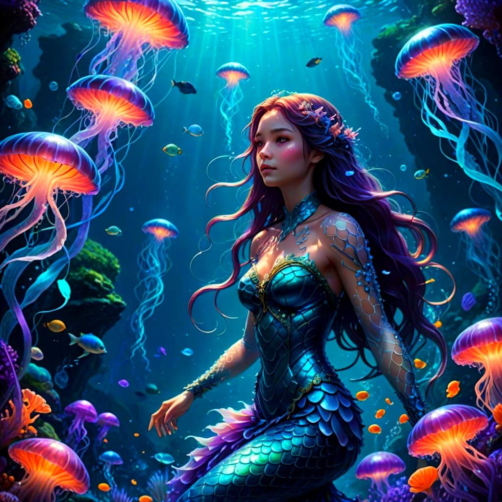 Enchanted Mermaid in a Luminous Ocean Realm