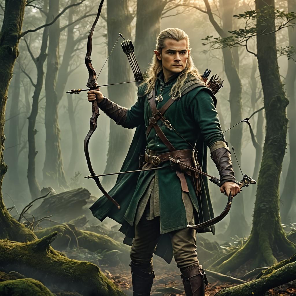 Legolas in Misty Forest: Ethereal Fantasy Art
