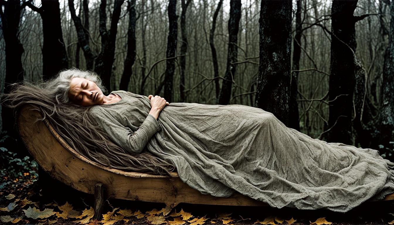 Sleeping Witch: Chromogenic Print in Hyperdetailed Style