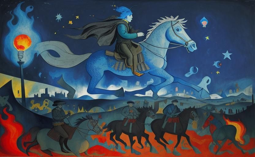 Cavalry in Blue Flames
