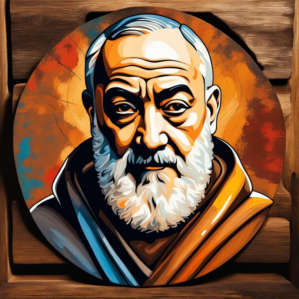 Hyperrealistic Padre Pio Icon with Antique Palette