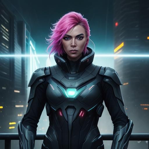 Futuristic Cyberpunk: Sensual Woman and Dragon QR Code