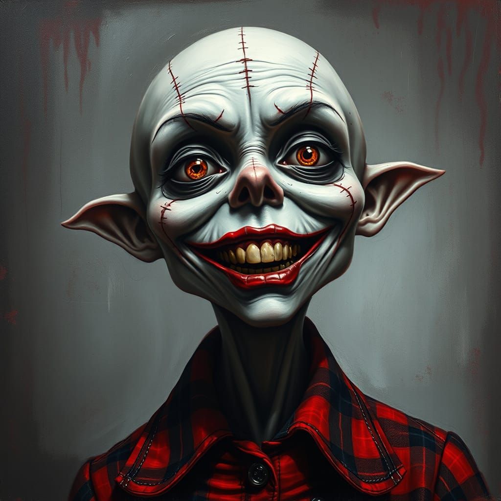 Macabre Dark Fantasy Portrait in Burton Style