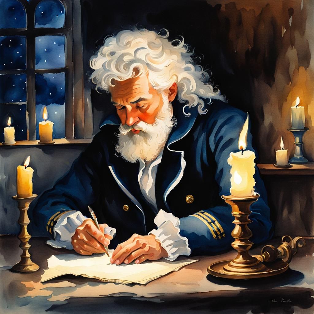 Sailor Writing Letter in Watercolour Style